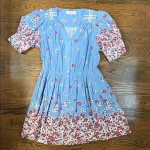 Sea Floral Button Front Mini Dress Size 6